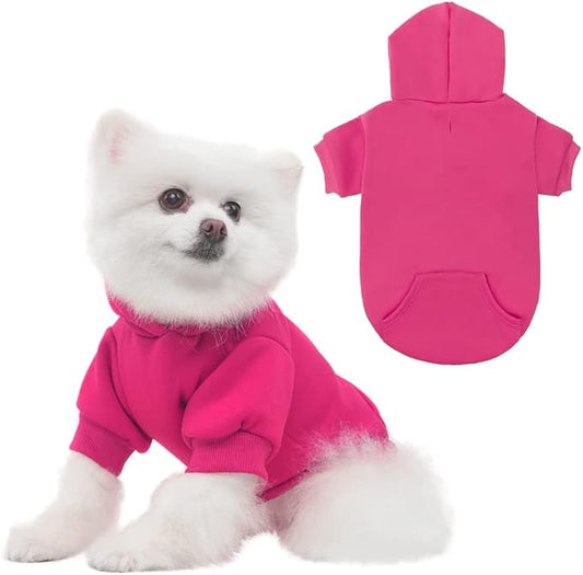 KOOLTAIL Dog Hoodie for Large Medium Small Dogs,Soft&Warm Pet Sweater with Leash Hole and Pocket Boy Girl,Puppy Fall Winter Jacket Clothes,French Pitbull Cold Weather Coat Sweatshirt,Deep Pink SM