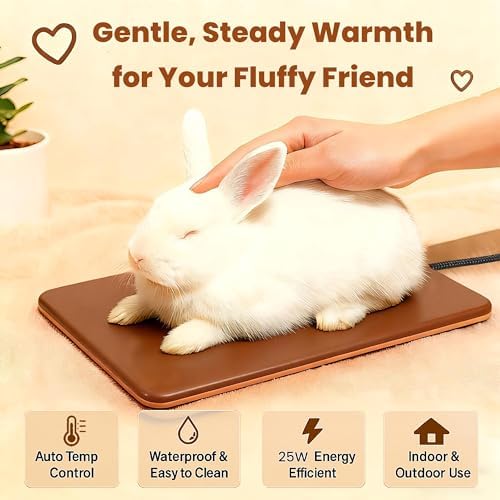Small Animal Heating Pad, Small Animal Bed, Outdoor/Indoor Winter Thermal Heating Pad for Rabbits, Guinea Pigs & Chickens, Waterproof & Chew-Resistant, Energy-Efficient (S:11.8" x 8.2“)