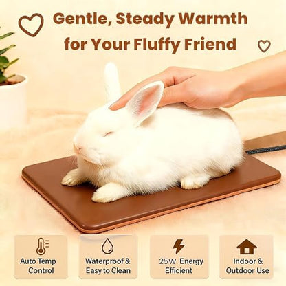 Small Animal Heating Pad, Small Animal Bed, Outdoor/Indoor Winter Thermal Heating Pad for Rabbits, Guinea Pigs & Chickens, Waterproof & Chew-Resistant, Energy-Efficient (S:11.8" x 8.2“)