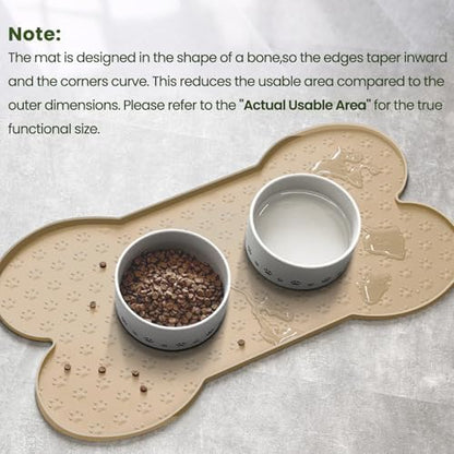 PWTAA Dog Food Mat Anti-Slip Silicone Dog Bowl Mat Thicker Pet Placemat Waterproof Cat Feeder Pad with Raised Edge Puppy Kitten Feeding Mats Suitable Small Medium-Sized Dogs Cats Eating Tray