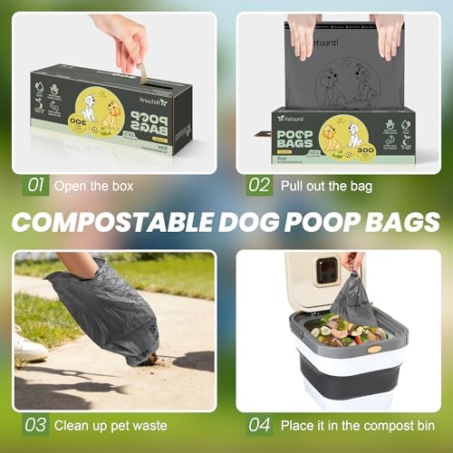 Compostable Dog Poop Bags-300 Bags 1Rolls, (Lavender Scented)