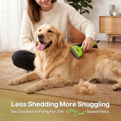 Pecute Self-Cleaning Undercoat Rake for Dogs Cats with Long/Double Coats