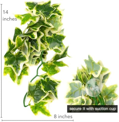 Reptile Terrarium Hanging Plant, 12'' Hiding and Climbing Fake Plants Vine for Reptile Enclosure, Ideal for Chameleon Bearded Dragon Lizard Gecko Tank Accessories