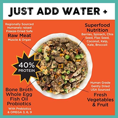 Nature's Diet Simply Raw Freeze-Dried Whole Food Meal - Makes 18 Lbs Fresh Food with Muscle, Organ, Bone Broth, Whole Egg, Superfoods, Fish Oil Omega 3, 6, 9, Probiotics & Prebiotics (Beef)