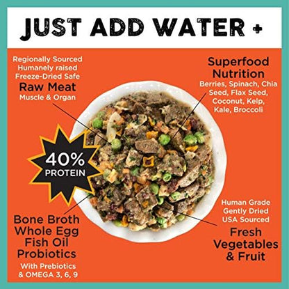 Nature's Diet Simply Raw Freeze-Dried Whole Food Meal - Makes 18 Lbs Fresh Food with Muscle, Organ, Bone Broth, Whole Egg, Superfoods, Fish Oil Omega 3, 6, 9, Probiotics & Prebiotics (Beef)