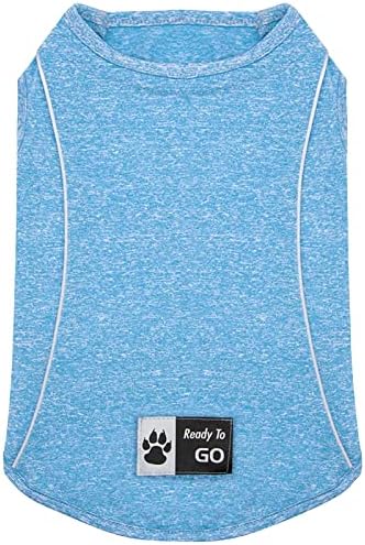 KYEESE Reflective Dog Shirt, Lightweight Sun Protection Dog T Shirts for Small Dogs Boy, Breathable Sleeveless Pet Tank Top High Visibility Summer Dogs Clothes for Night Walking Outdoor, Blue, L