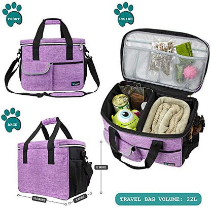 PetAmi Dog Travel Bag Organizer, Pet Supplies Diaper Tote, Purple Medium