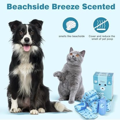 Joyeux 240 Count Ocean Scent Dog Poop Bags Rolls,with Dispenser