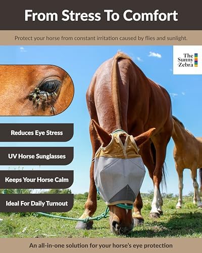 TSZ Arabian Horse Fly Mask Standard No Ears UV Block 70% Breathable Flymask