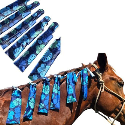 Horse Mane Bags for Horses, Set of 6 Handmade Lycra Mane Bags, Helps Reduce Tangles, Breakage & Rubbing, Washable Braided Mane Covers for Longer, Healthier Manes, Ranch Hand (Beachin)
