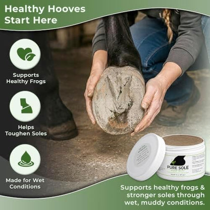 Pure Sole Hoof Clay for Horses Hoof Mud | for Horses with Thrush-Prone Hooves, Deep Sulcus Cracks & White Line Issues | Thick Creamy Hoof Clay for Wet, Muddy Conditions, 32 oz