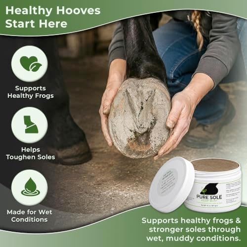 Pure Sole Hoof Clay for Horses Hoof Mud | for Horses with Thrush-Prone Hooves, Deep Sulcus Cracks & White Line Issues | Thick Creamy Hoof Clay for Wet, Muddy Conditions, 32 oz