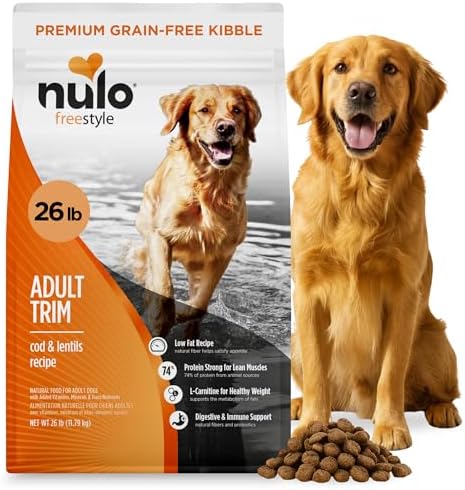 Nulo FreeStyle Adult Trim Dry Dog Food - High Protein Grain Free Dog Food for Healthy Weight Management, Natural Kibble with Probiotics, L-Carnitine and Fiber for Small, Medium, Large Breeds, 26lb Bag