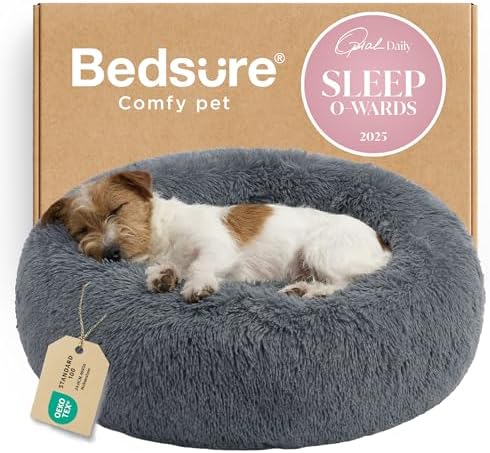 Bedsure Calming Small Medium Dog Bed Donut Washable Puppy Bed,27ins