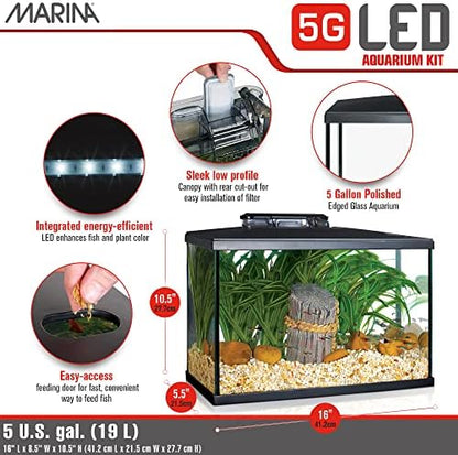 Marina 5 Gallon (19 L) LED Aquarium Kit