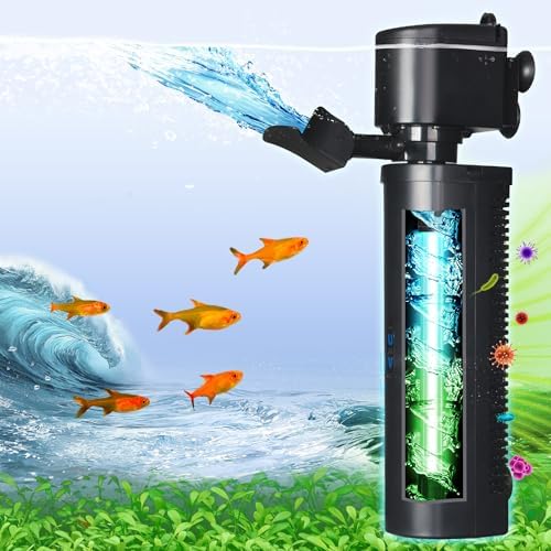 COOSPIDER 400GPH Aquarium Filter with 7W U-V Light for 75-200 Gallon