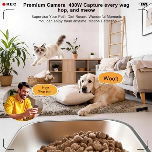 Automatic Cat Feeder,2.4G Automatic Dog Food Dispenser，Auto Dog Feeder with APP Control,5L Timed Auto Cats Food Dispenser w 2-Way Audio for Multiple Pet