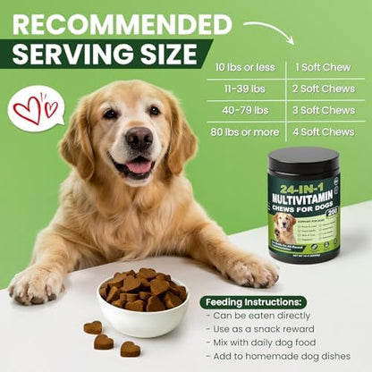 24-in-1 Dog Vitamins and Supplements 200 Ct Daily Multivitamin for Dogs