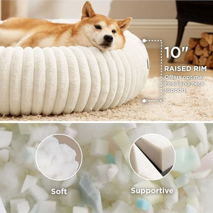 Bedsure ComfyFleece™ Donut Dog Beds Large Sized Dog with Washable Cover