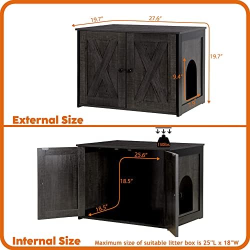 DWANTON Cat Litter Box Enclosure, Hidden Litter Box Furniture, 27.6 Inches