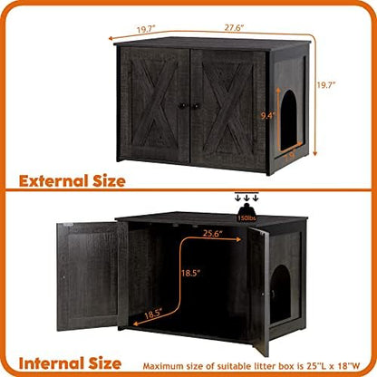 DWANTON Cat Litter Box Enclosure, Hidden Litter Box Furniture, 27.6 Inches