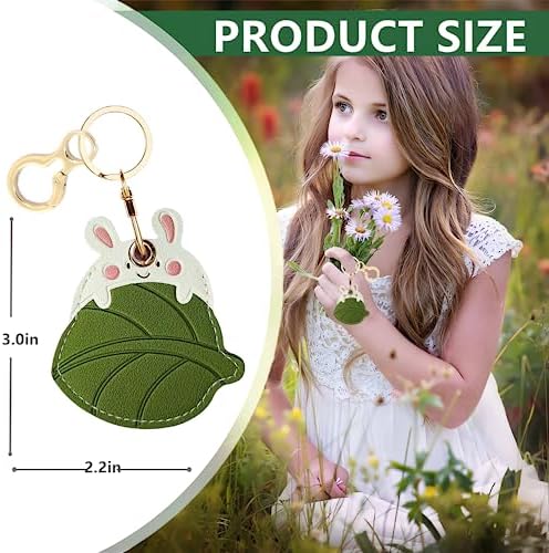 BORKUANA PU Leather Keychain Holder Protective Case Compatible with AirTag