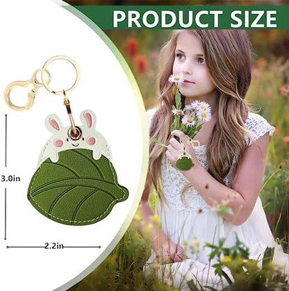 BORKUANA PU Leather Keychain Holder Protective Case Compatible with AirTag