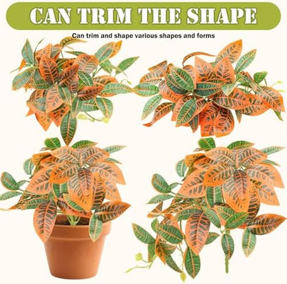 QUOZUO 2 Pack Reptile Plants, Artificial Hanging Plants with Suction Cups, Habitat Decor Plastic Vines Decorations for Bearded Dragons Lizards Snake Geckos Frogs -Gold