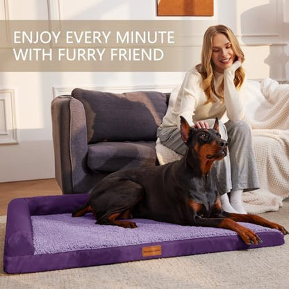 Patas Lague Orthopedic Large Dog Bed Washable Pet Sofa Bed 48''X30''Purple