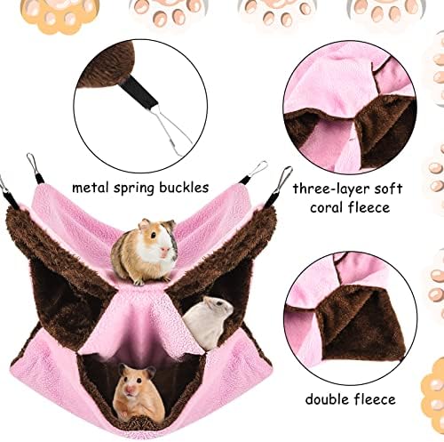 3 Tier Ferret Rat Hammock,Guinea Pig Cage Accessories,11.8x11.8 Inches,Pet Cage Hanging Bunkbed Hammock for Small Animals,Guinea Pig,Ferret,Kitten,Squirrel,Chinchilla,Rat,Parrot