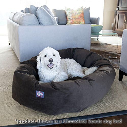Majestic Pet Suede Calming Dog Bed, 24 Inch Small, Round, Washable, Gray