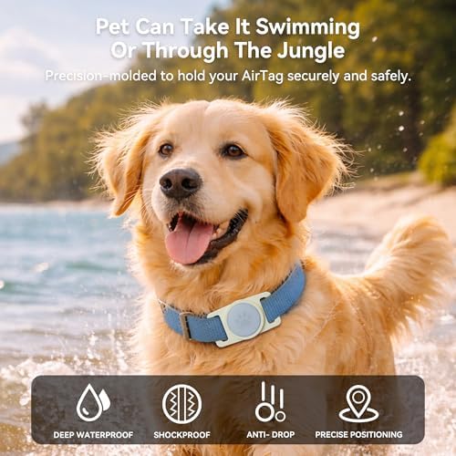 GOCII for Airtag Dog Collar Holder 2 Pack,Waterproof Dog Collar Holder for Apple AirTag(Gen 1 & 2),Silicone Air Tags Case for Dog Collars(Beige & Gray)