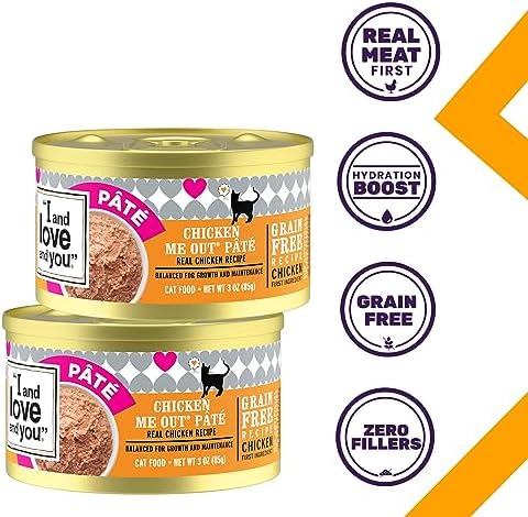 I AND LOVE AND YOU Wet Cat Food - Chicken Me Out Pâté - Chicken Recipe, Grain Free, Filler Free, 3oz Pack of 4 Cans