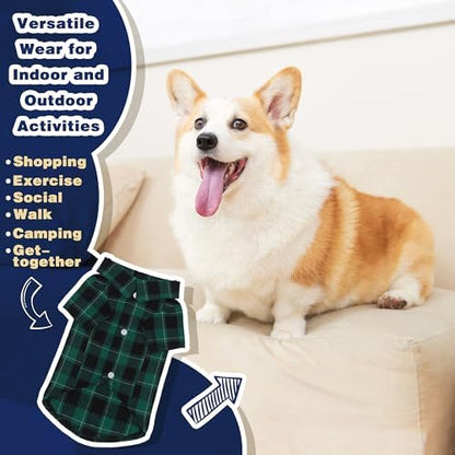 Paiaite Plaid Dog Shirt: Classic CheckeGreen Style in Pure Cotton for Large, Medium, and Small Breeds, Comfort, Breathability, and Elegance. Perfect for Everyday Wear, and Photoshoots Green 3XL