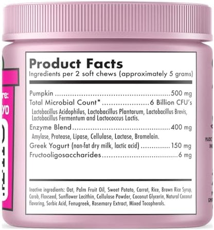 Probiotics for Dogs Natural Digestive Enzymes Prebiotics for Allergy Itch Relief Gut Flora Coprophagia Bowel Support Treatment Anti Diarrhea for Dogs Pet Health Immune System Support 30 Soft Chews