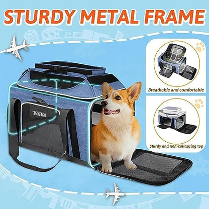 Petskd Top-Expandable Small Pet Carrier 18"x13"x9.5" Airline Approved