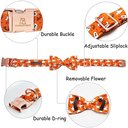 Lionheart Glory Halloween Dog Collar - Heavy Duty Adjustable Bowtie Collar for X-Large Dogs, Fall Design, Suitable for Female or Male Dogs