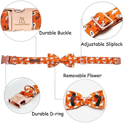 Lionheart Glory Halloween Dog Collars - Adjustable Heavy Duty Bowtie Collar for Medium Dogs