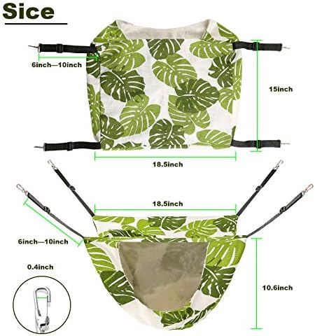 Cat Cage Hammock,Hanging Soft Pet Bed for Kitten Ferret Puppy Rabbit or Small Pet,Double Layer Hanging Bed for Pets,2 Level Indoor Bag for Spring/Summer/Winter (Green & White)