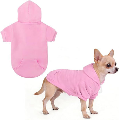 KOOLTAIL Dog Hoodie for Large Medium Small Dogs, Soft and Warm Pet Sweater with Leash Hole and Pocket Boy Girl, Puppy Fall Winter Jacket Clothes, French Pitbull Cold Weather Coat Sweatshirt, Pink S