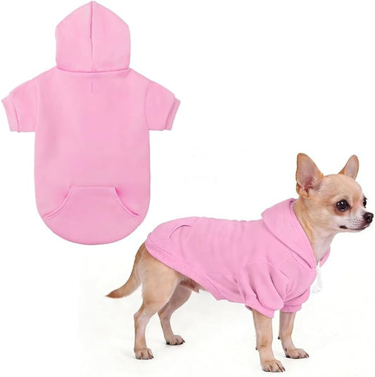 KOOLTAIL Dog Hoodie for Large Medium Small Dogs, Soft and Warm Pet Sweater with Leash Hole and Pocket Boy Girl, Puppy Fall Winter Jacket Clothes, French Pitbull Cold Weather Coat Sweatshirt, Pink S