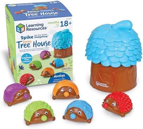 Learning Resources Spike the Fine Motor Hedgehog Sensory Tree House - 7 Pieces, Ages 18+ months Fine Motor and Sensory Toy, Toddler Educational Toys, Montessori Toys