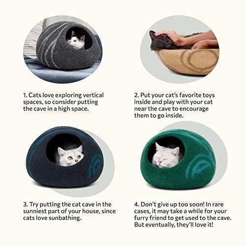 MEOWFIA Cat Cave - Merino Wool Bed for Indoor Cats (Slate Gray, Medium)