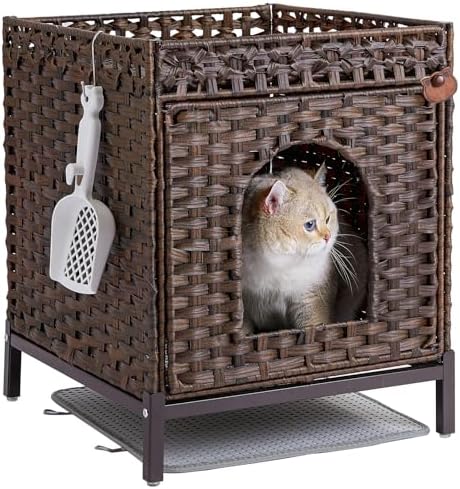 SETVSON Cat Litter Box Enclosure Hidden Litter Box Furniture, Brown