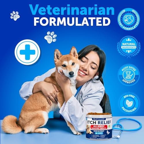 Itch Relief for Dogs - 180 Treats - Dog Allergy Chews - for Skin & Coat