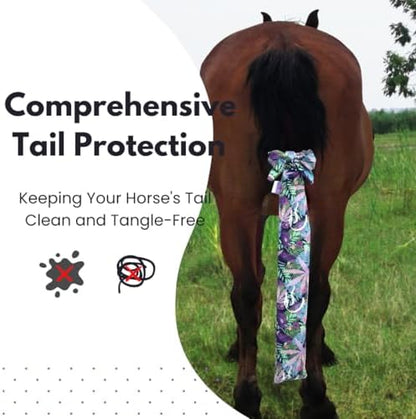 Horse Tail Bag 2 Pack – Thicker Fabric Tail Wraps for Horses, Longer-Lasting Tail Protection for Daily Grooming, Stable & Show Use (Mystic Leaves & Dandelion Wishes)
