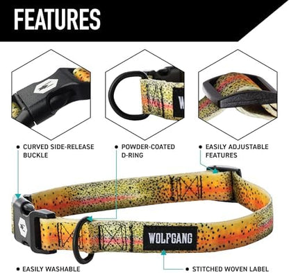 Wolfgang Heavy Duty Martingale Dog Collar with Quick Release Nylon Buckle for Walking & Training, CutBow Print, Large