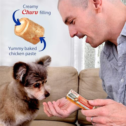 INABA Churu Bites Joint Support for Dog, Functional Lickable Dog Treat with Taurine & Green Tea Extract, 1.26oz Each, 18 Tubes Total, Chicken with Salmon Recipe