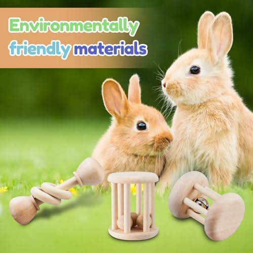 AOWPFVV Wooden Bunny Toys,Safe Rabbit Toys for Guinea Pigs,Small Animals