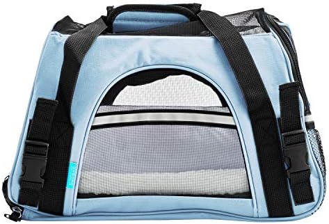 Paws & Pals Airline Approved Pet Carriers with Fleece Bed For Dog & Cat, Large, Mineral Blue